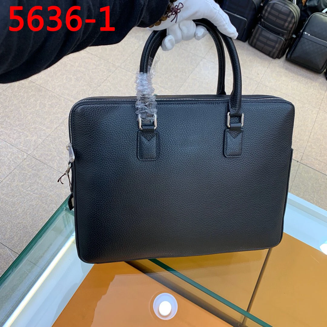 

Top quality men's handbags business leather briefcase calfskin double zipper business handbag computer messenger bag