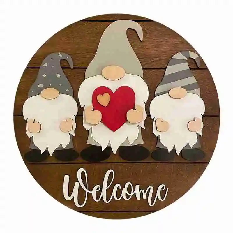 

Wooden Welcome Sign Welcome Room Round Wooden Decorative Dwarf Dwarf Decoration Welcome Room Wreath Sign Faceless Door O1F8