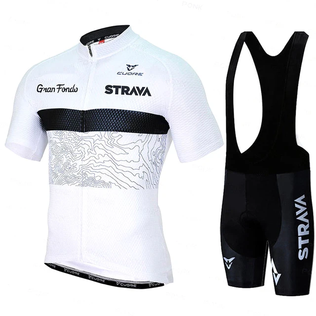 

Pro Cycling Jersey Set 2021 STRAVA Summer Men's Bicycle Team Short Sleeve Jerseys Set Breathable Sports MTB Males' Uniform