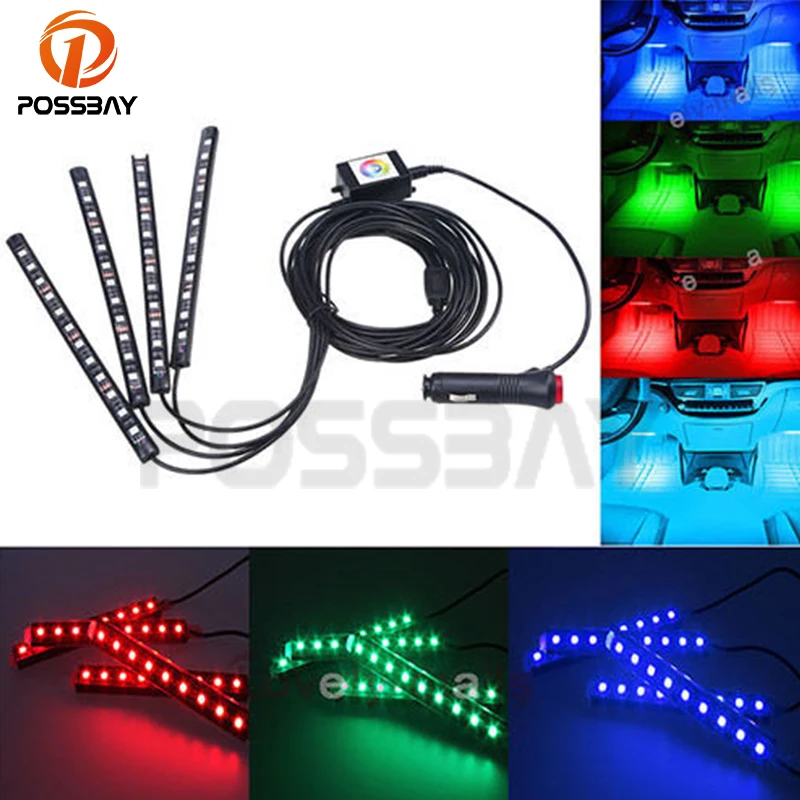 Светодиодная RGB лента POSSBAY 4 шт. внутренсветильник щение Footwell декоративное