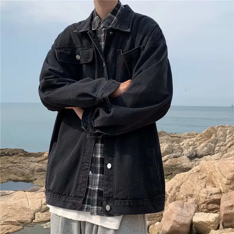 Мужские классические джинсовые куртки свободные винтажные Большие размеры