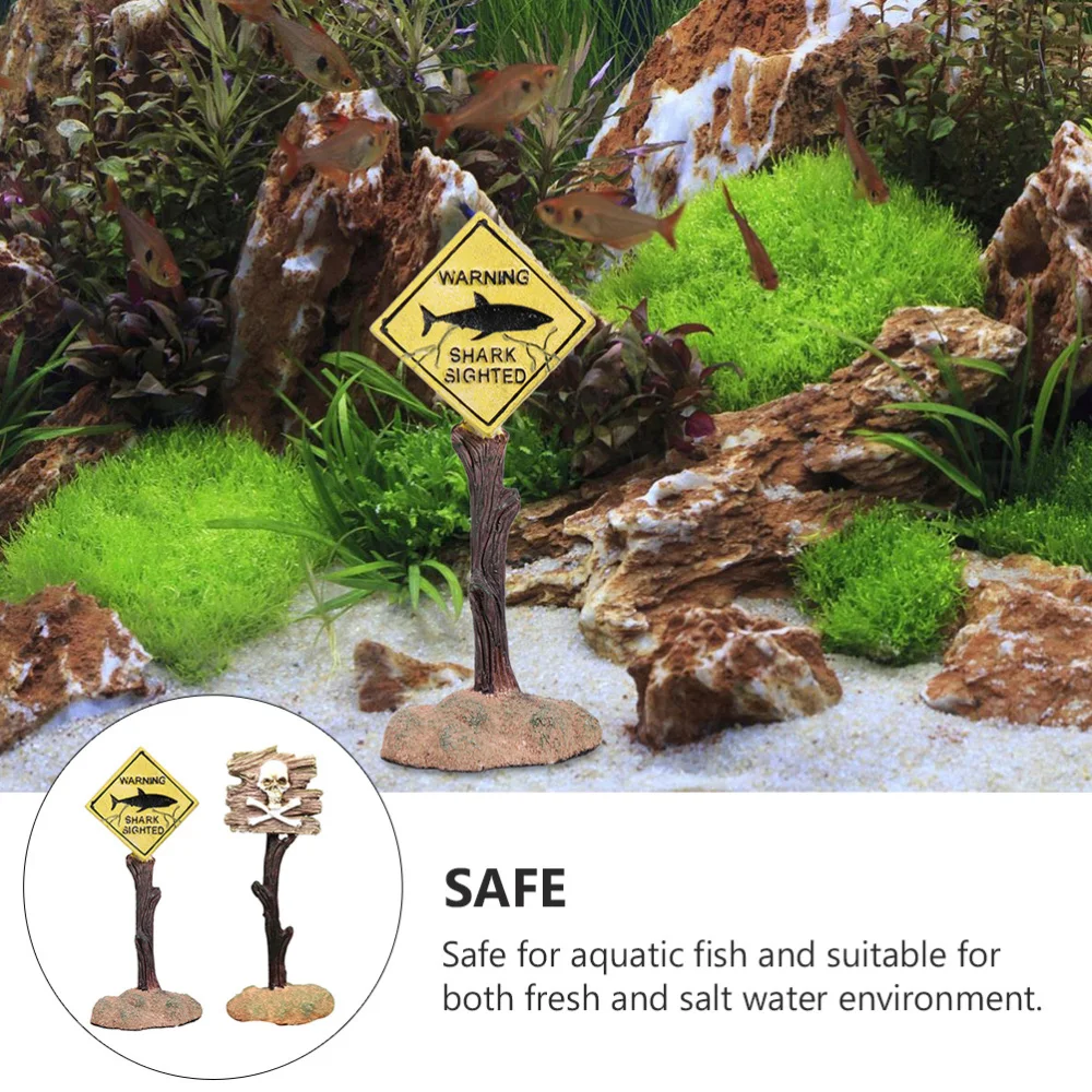 

2pcs Resin Small Display Warning Signs Fish Tank Adornment (Assorted Color)