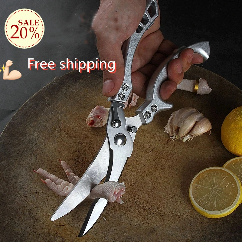 

Kitchen Powerful Chicken Bone Scissors Chicken Duck Fish Cutter Shears Stainless Steel Scissors Scale Clean Cook Scissors Knife