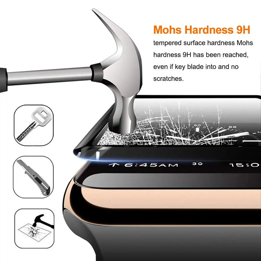 3D HD чехол из закаленного стекла для Apple Watch 3 2 1 38 мм 42 мм Защитная пленка для IWatch 4 5 44 мм 40 мм аксессуары