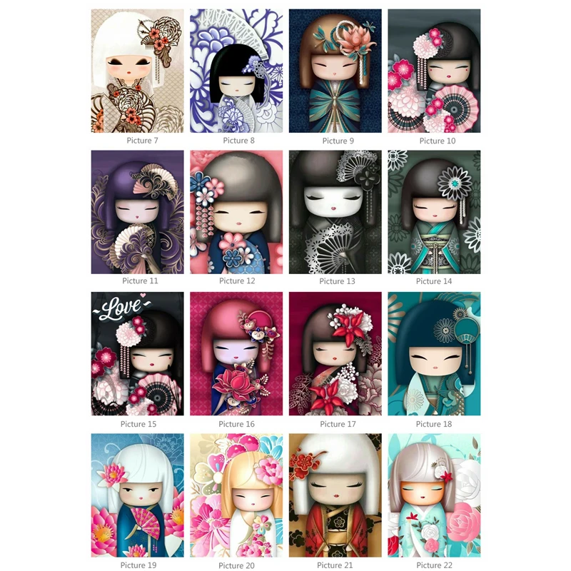 Японская кукла алмазная живопись полный круг 5d стразы картины вышивка