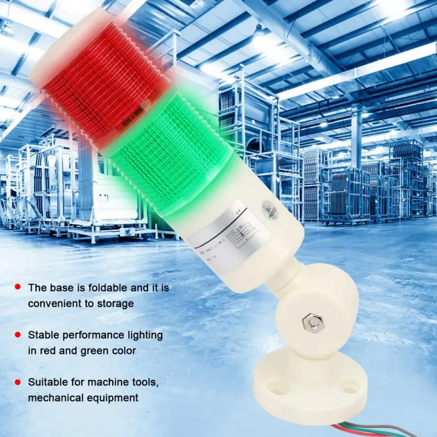 DC24V Industrial CNC Machine Warning Light Red Green Double Layer LED Indicator Flashing Alarm Signal Lamp Foldable Base | Лампы и