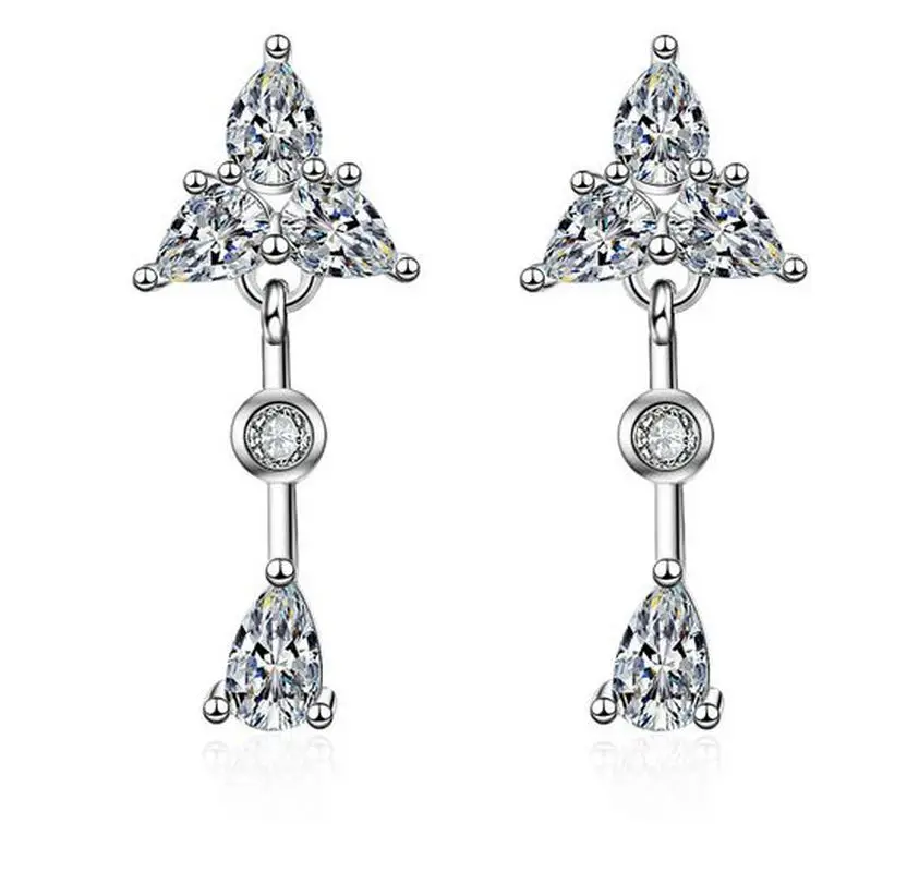 

925 Sterling Silver Needle Long Earrings Female Korean Temperament Diamond Earring Jewelry Zircon Ear Jewelry Earrings for Women
