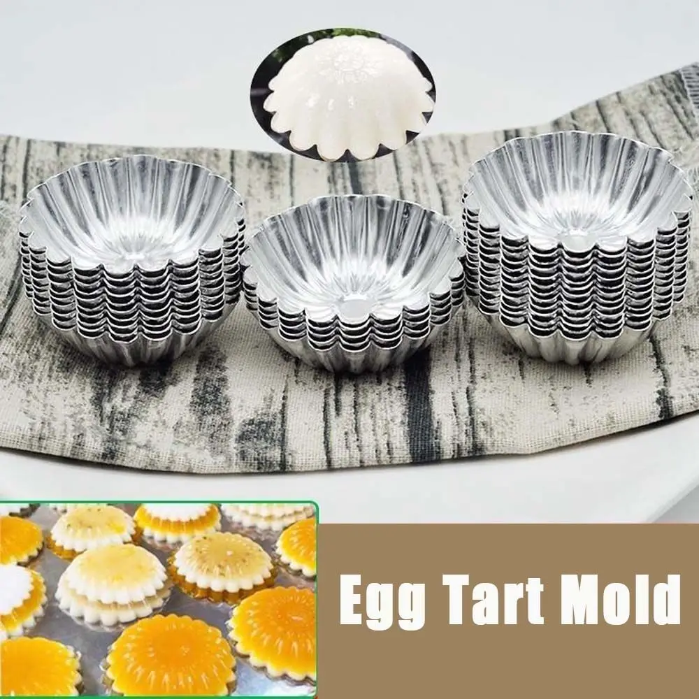

25 Pieces Of Aluminum Egg Tart Mold Cookie Pudding Horseshoe Cake Dessert Round Lace Cake Baking Tools Kitchen Supplies