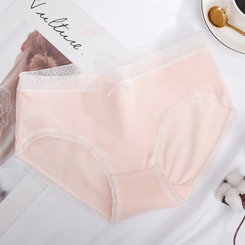 Сексуальные кружевные трусики с бантом хлопковое женское нижнее белье Милое для