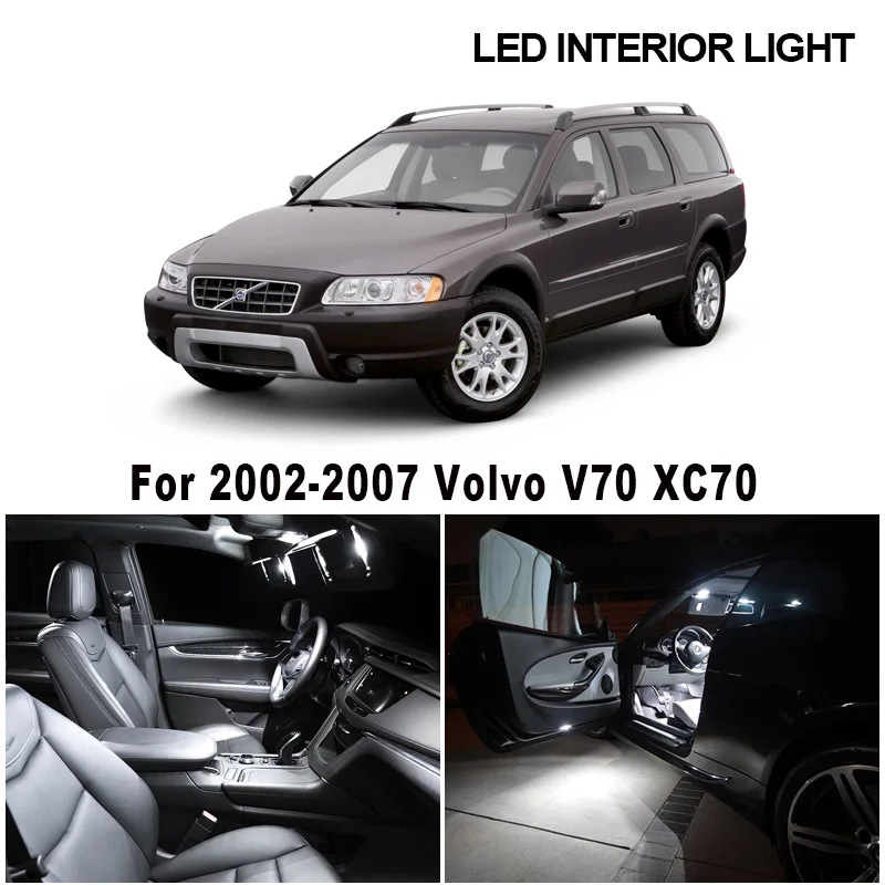 16pcs White Ice Blue Canbus LED Lamp Car Bulbs Interior Kit For 2002-2007 Volvo V70 XC70 Map Dome Door License Plate Light