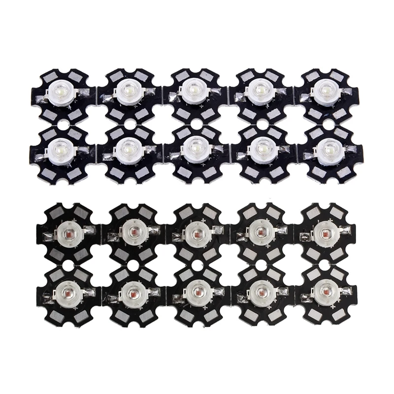 Новая Светодиодная лампа 3 Вт высокой мощности со звездой (зеленая/красная) 20 шт.