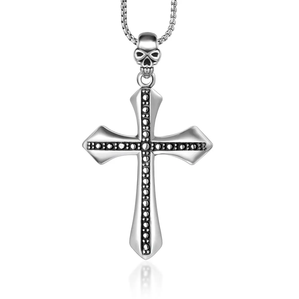 Ожерелье Hemiston из нержавеющей стали с крестом и черепом 2020 Фирменная цепочка