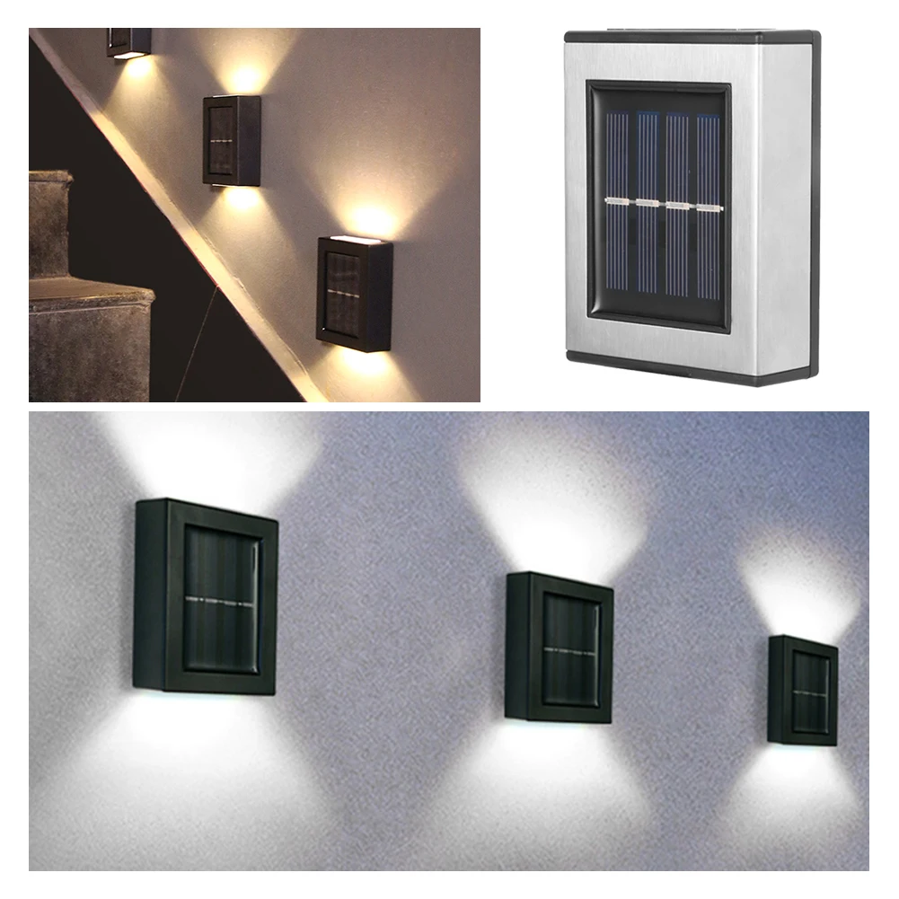 

2pcs Led Solar Light Outdoor Waterproof Wall-mounted Lamp For Garden Yard Path Decoration Street Night Lighting