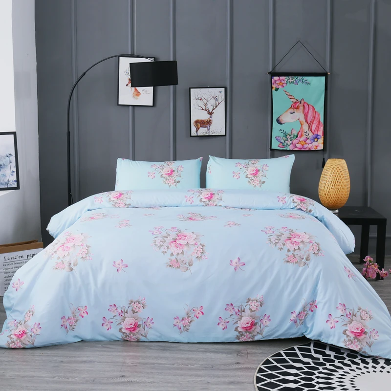 11 Styles Chrysanthemum Geometric Pillowcase + Quilt Cover Polyester Flower Brief Pillow Covers King Size Comforter Set | Дом и сад
