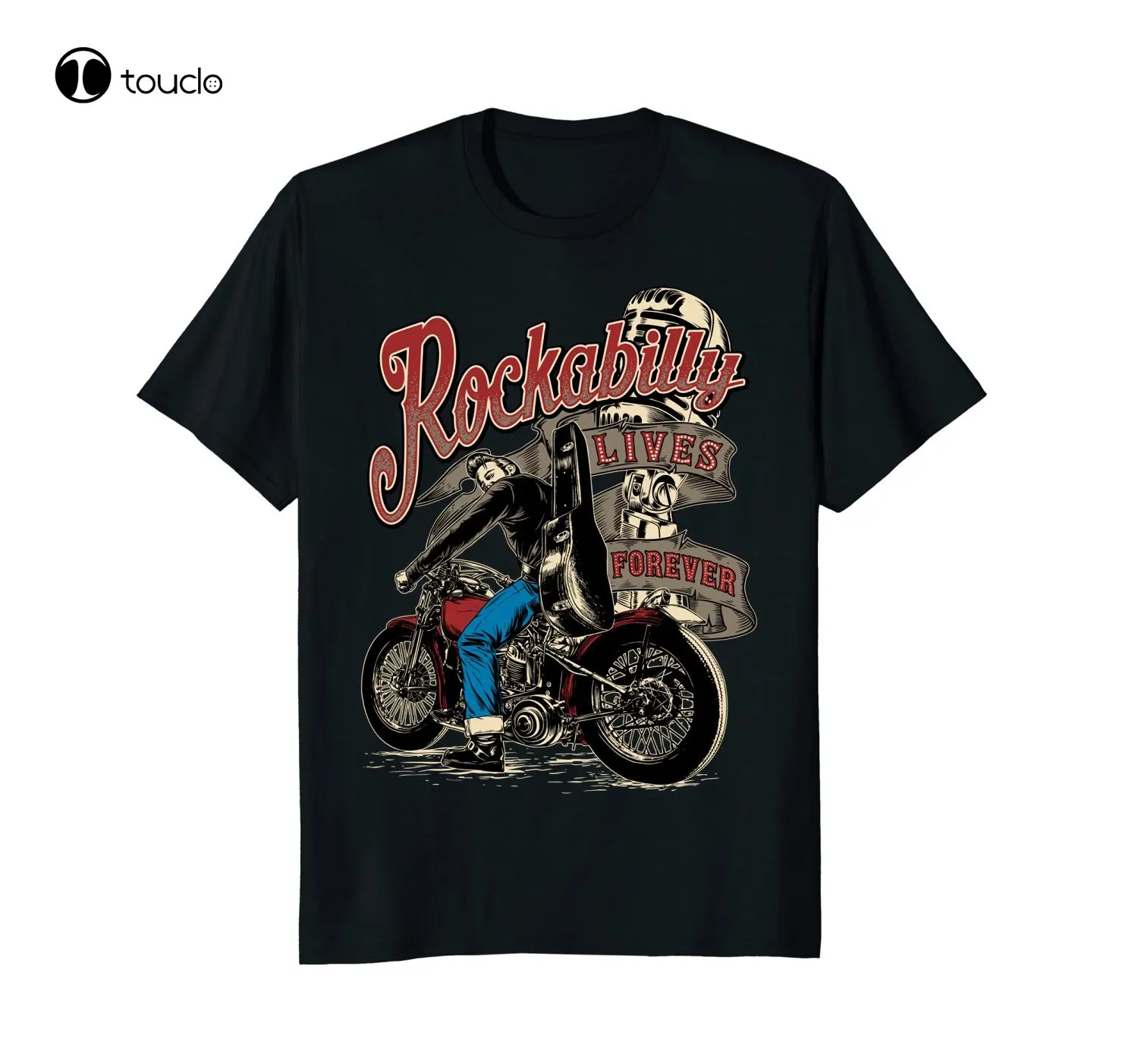 

Tops Cool T Shirt Biker Shirt Rockabilly Lives Forever - Custom Motorcycle O-Neck Tshirt Homme
