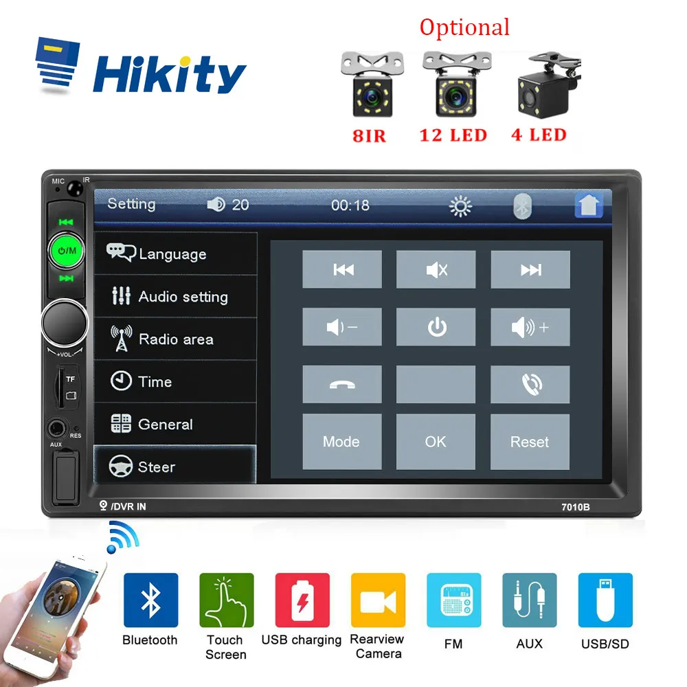Hikity Универсальный 2 din Автомобильный Радио 7 &quotHD Авторадио Зеркало Ссылка