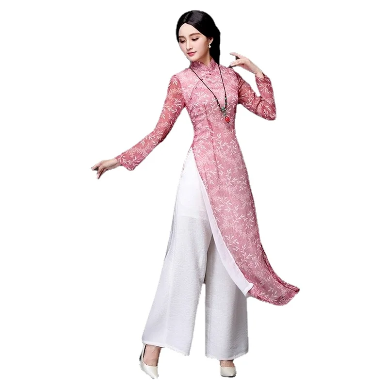 2021 aodai Вьетнам Чонсам qi pao китайское платье для женщин традиционное хлопковое