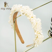 king shiny gorgeous baroque imitation pearl flower headband hand full simulated pearl hairband bridal wedding hair jewelry bezel