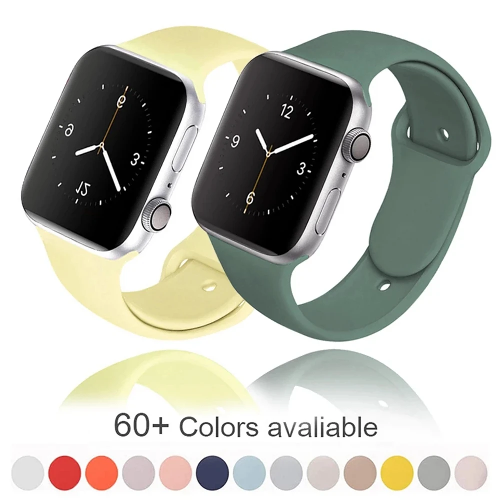 Мягкая силиконовая лента для наручных часов Apple Watch спортивный ремешок Замена