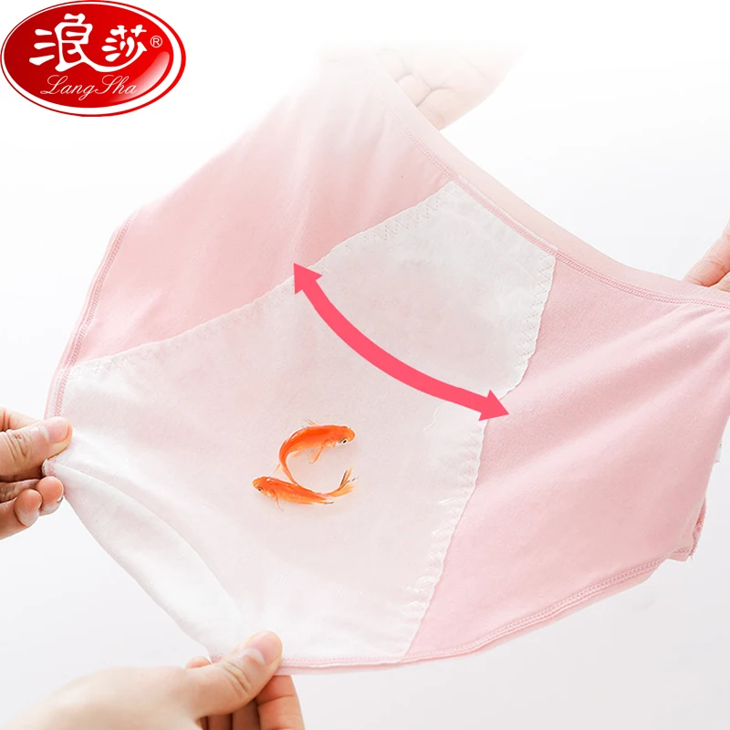 Женские Дышащие хлопковые трусики с высокой талией LANGSHA мягкие для менструации