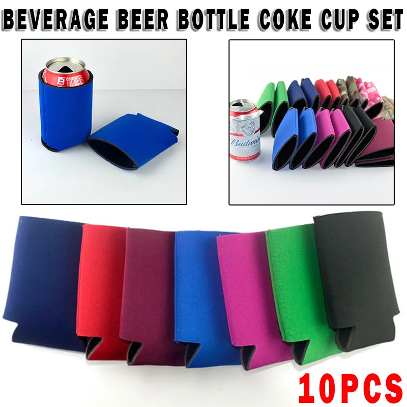 

10pcs Neoprene Beer Coke Can Drink Bottle Sleeve Holder Insulator Wrap Cover Keeps Your Drink Cool And Hands Dry