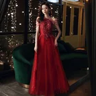 Соблазнительное вечернее платье с открытой спиной, винно-Красное длинное вечернее платье с коротким рукавом и бусинами, элегантное официальное платье, потрясающее свадебное платье