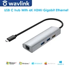 USB C HUB Type C hub to HDMI-совместимый RJ45 Gigabit Ethernet Dock 4K @ 60HZ для ноутбука MacBook Pro USB Splitter Wavlink