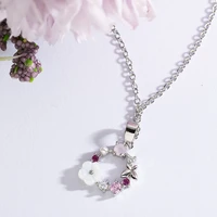 korean zircon flower butterfly necklace for women fashion round crystal choker pendant wedding party jewelry gifts
