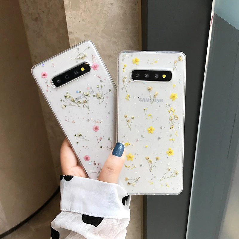 DCHZIUAN настоящая трава цветок чехол для телефона samsung Galaxy S9 Plus S10 Plus S10 S9 модный прозрачный мягкий силиконовый чехол