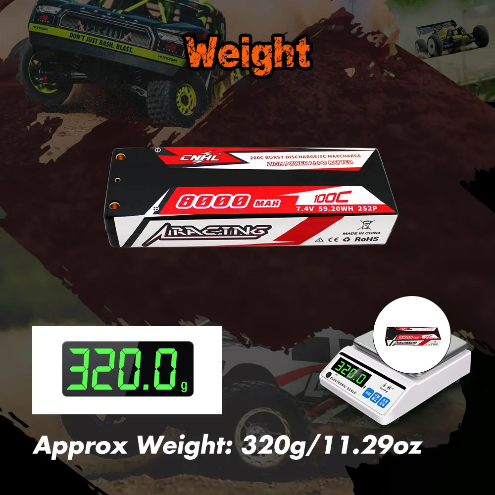 2 шт. Твердый чехол CNHL Lipo 2S 7 4 В 8000 мАч C гоночная серия T-Deans для радиоуправляемого