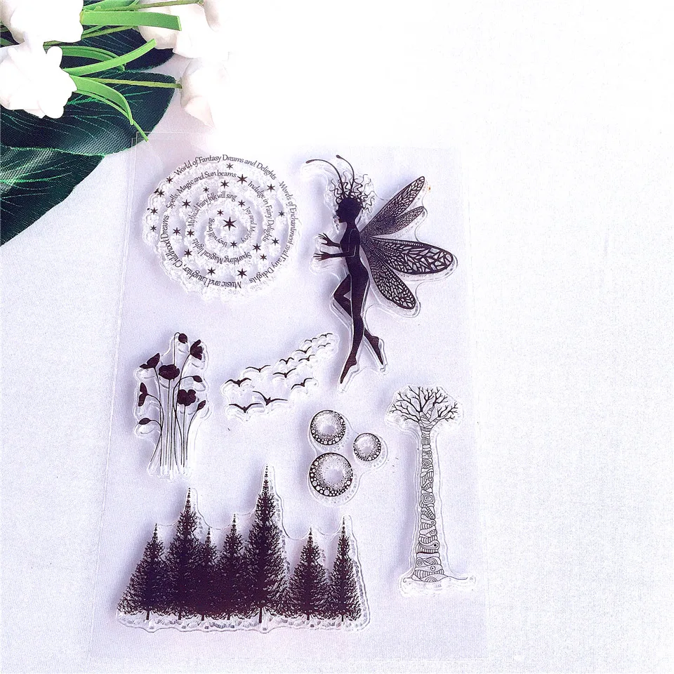 11*16 Mid-Night Fairy Clear Stamp Transparent Silicone Seal for DIY Scrapbooking Card Making Photo Album Decoration Craft Stamp