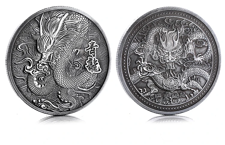 Мужское ожерелье с тиснением в виде китайского большого синего дракона | Дом и