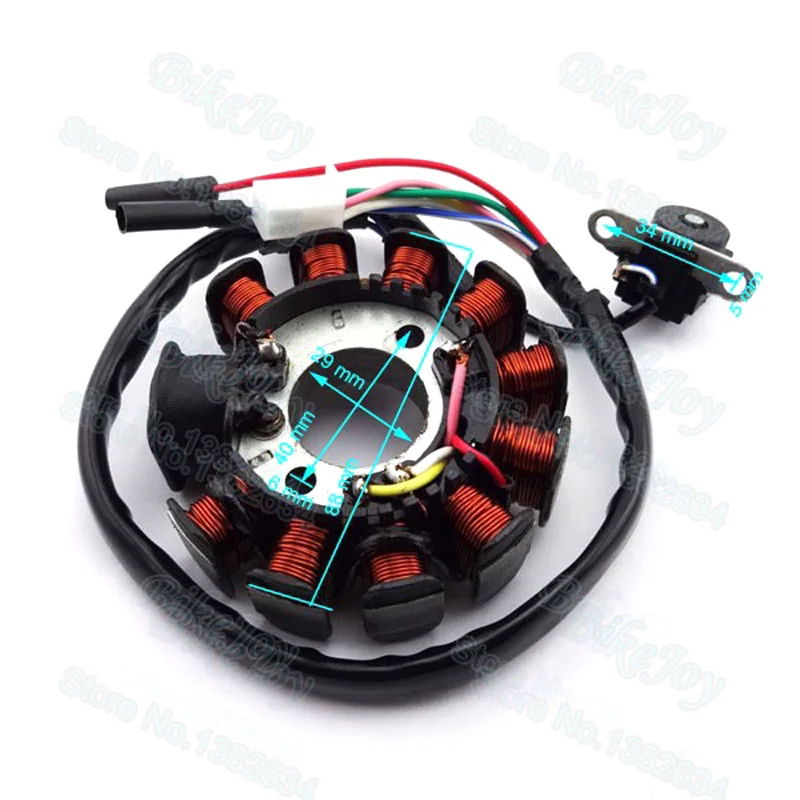 11 полюсов постоянного тока статор зажигания магнитная катушка для GY6 125cc 150cc Мопед