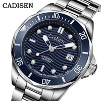 cadisen diver water ghost luxury sapphire crystal blue men automatic mechanical watches ceramic bezel 10bar luminous date window