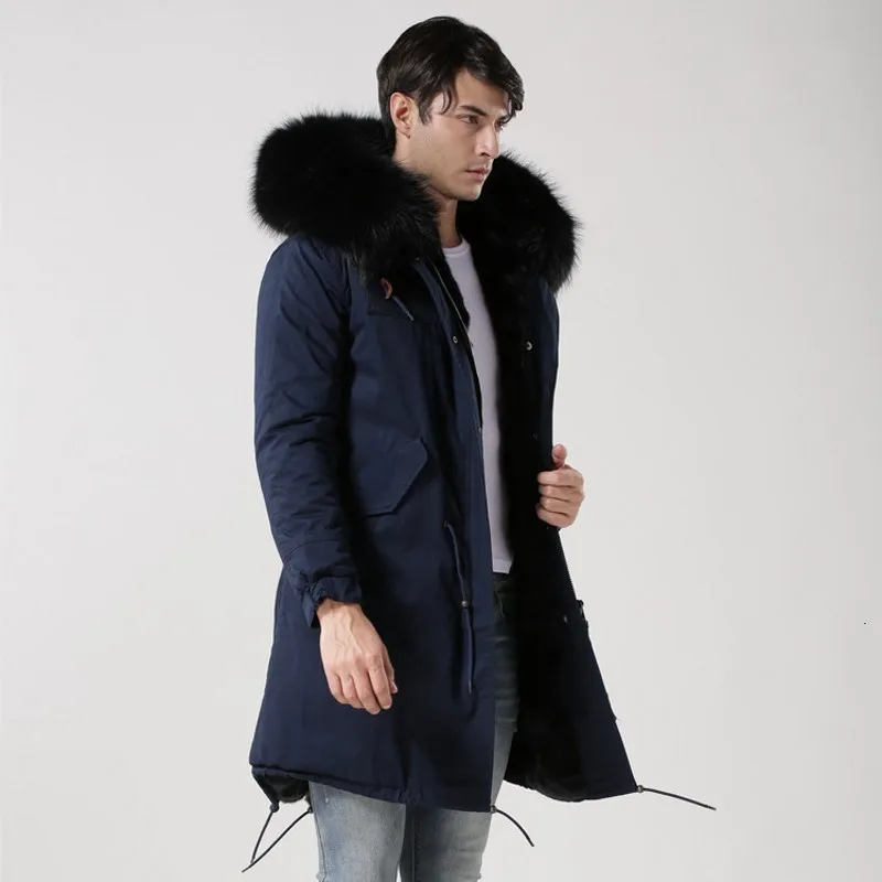

2020 New Black Real Fur Collar Hooded Mens Parka Thicken Warm Fur Lining Winter Overcoat Long Jackets Men Large Size S-4XL Coats