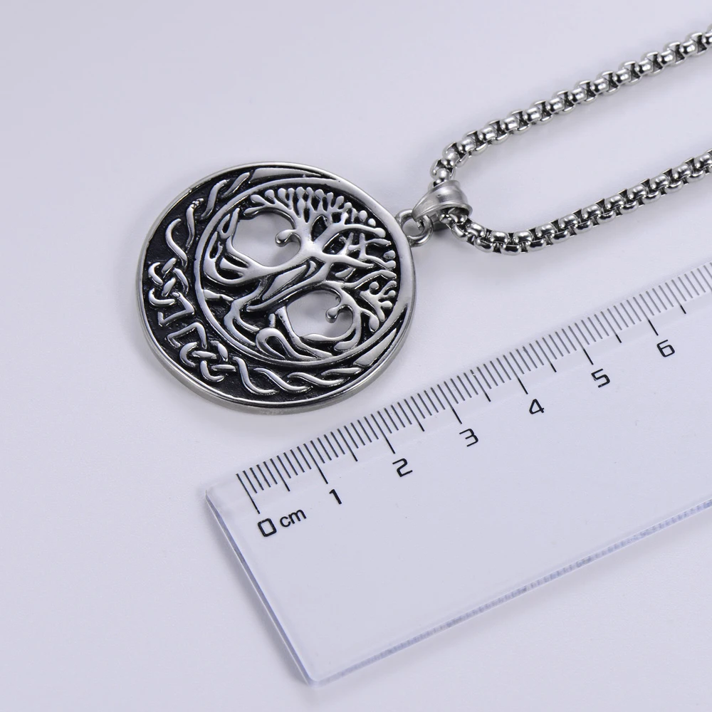 

Hot Sell Men And Women Stainless Steel Tree of Life Signet Pendant Necklaces Classic Man Viking Amulet Necklace Nordic Jewelry