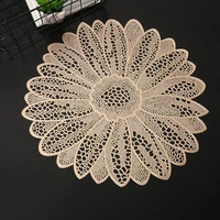 western food mat high end heat insulation non slip coffee mat new style pvc hollow floral placemat coaster for table decor