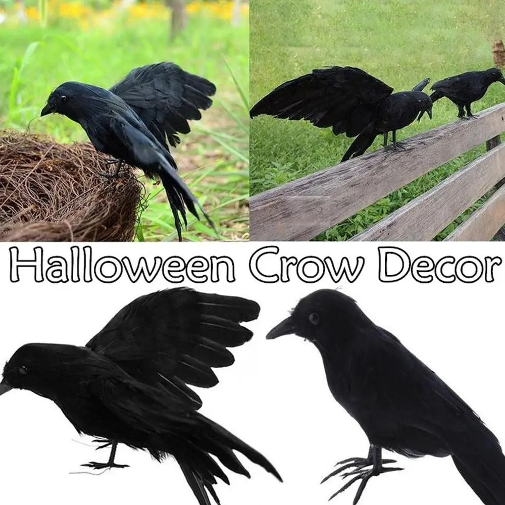 Мини Хэллоуин газон черный ворона птицы поддельные яркие искусственная