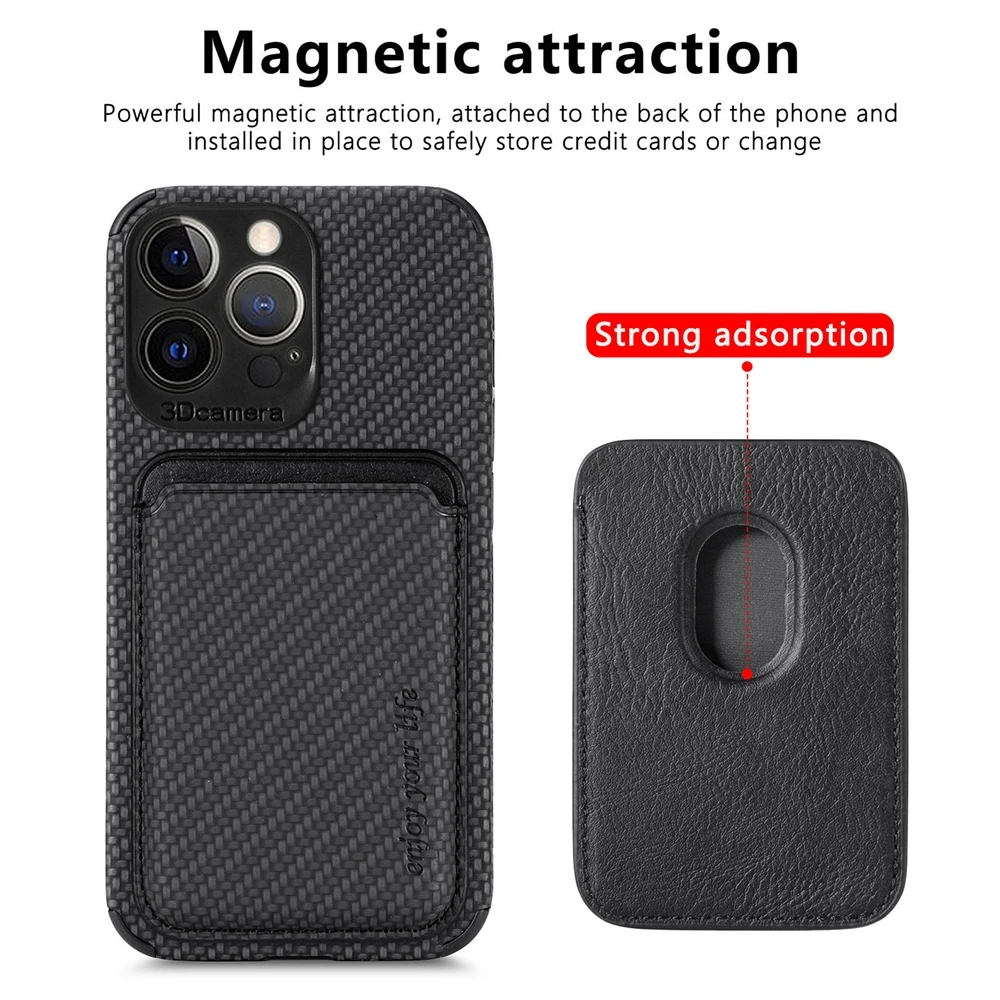 For iPhone 13 Pro Max Magsafing Case Magnetic Wallet Card Slot Carbon Fiber Cover for iPhone 12 Mini 11 X Xs Xr 8 7 Plus SE 2020