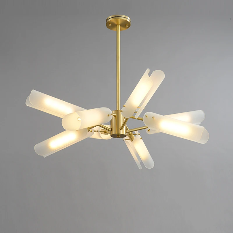 

Postmodern copper Led chandelier lamps creative living room bedroom room art light luxury restaurant decoration Glass chandelier