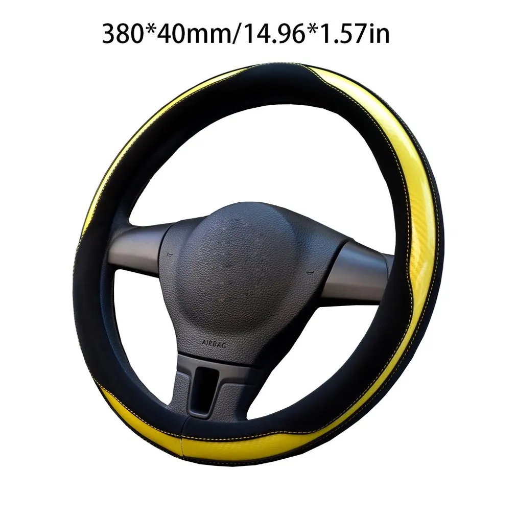 

General 38cm Universal Auto Car Leather Steering Wheel Cover Interior Accessories Car Covers Skidproof Holder Protector