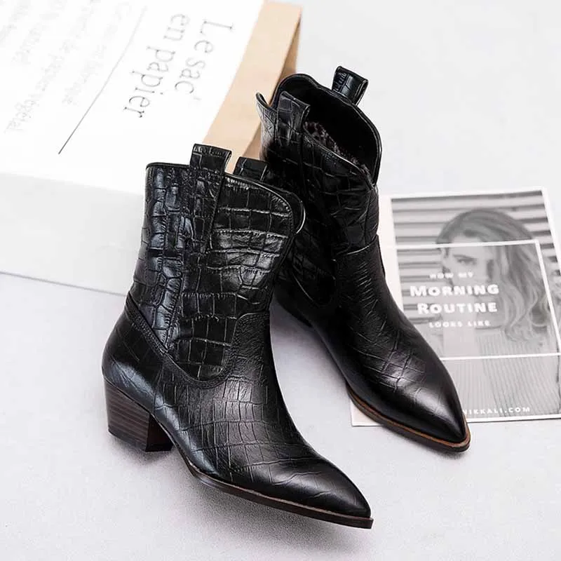 Женские ковбойские ботильоны на высоком каблуке осень/зиму|Женские полусапожки|