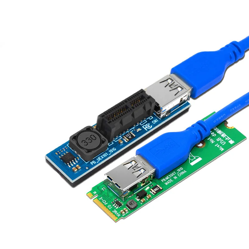 

NVME M.2 M-Key to PCI-E X1 Riser Card PCI Express Connector PCIE 1X Riser 60cm USB3.0 Cable Extension Port Adapter PCIE Extender
