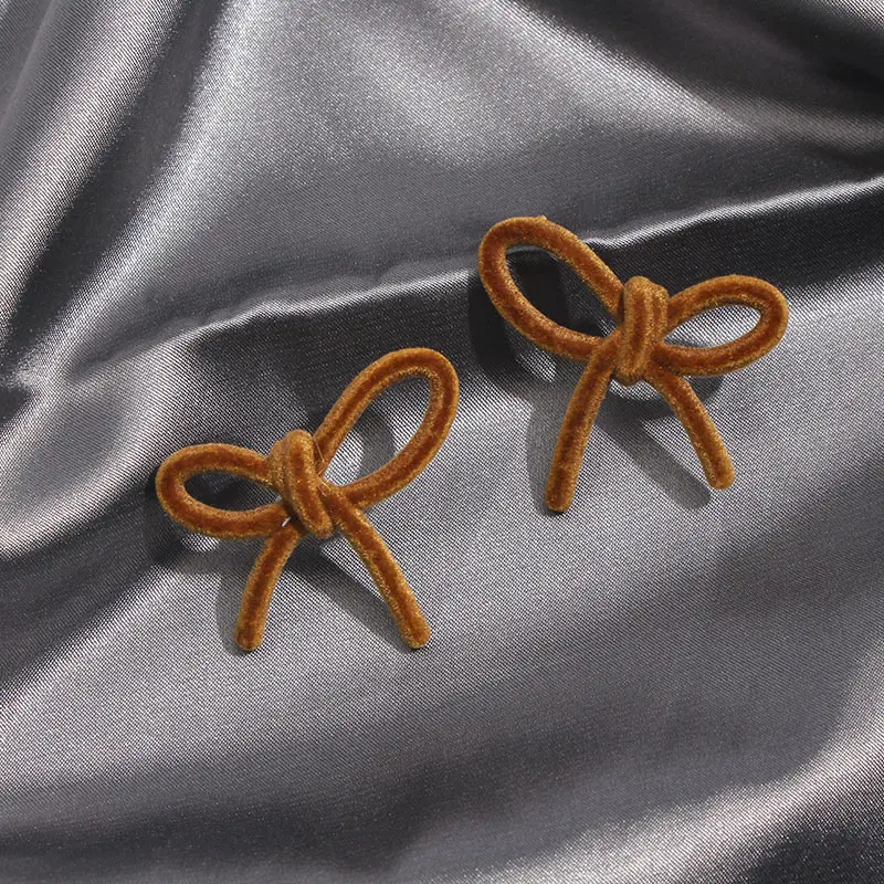 Женские бархатные серьги гвоздики JJFOUCS корейские зимние с бантами эффектные