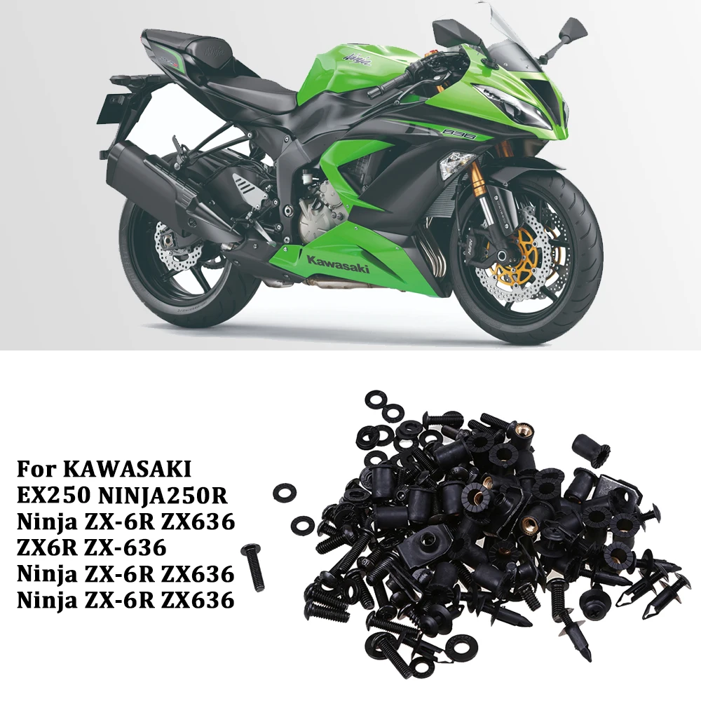Motorcycle Complete Fairing Bolts Screw For Kawasaki EX250 NINJA250R Ninja ZX6R ZX636 2003 - 2012 2011 2010 2009 2008 2007