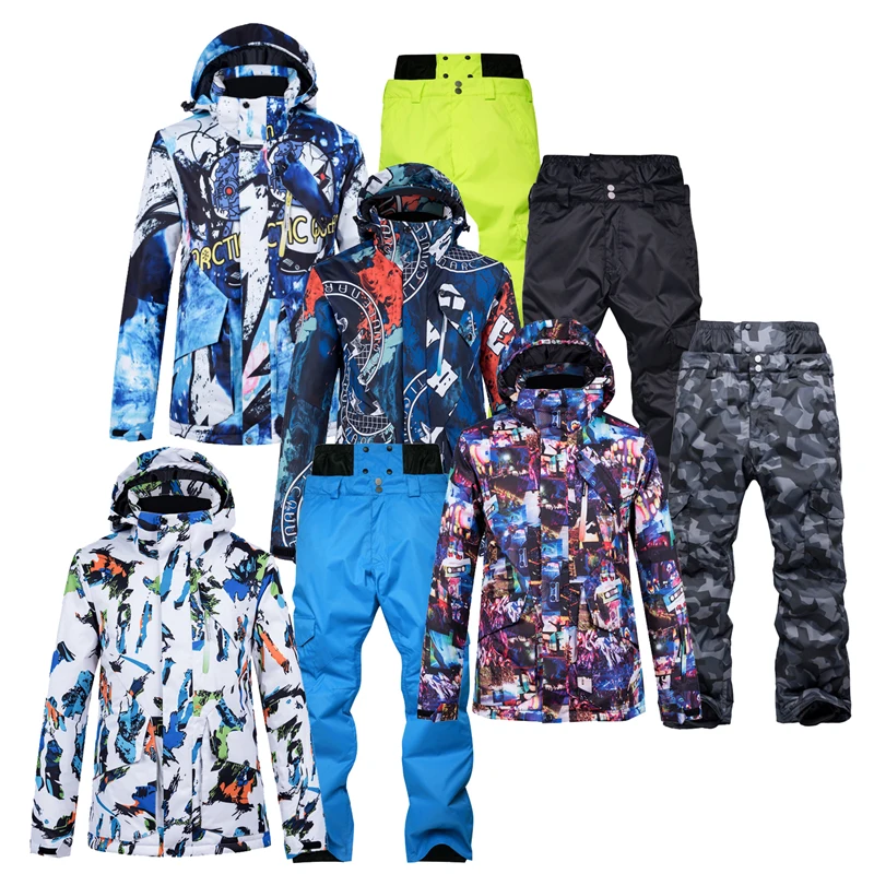 Модный Красочный мужской зимний костюм для зимнего сезона одежда сноуборда