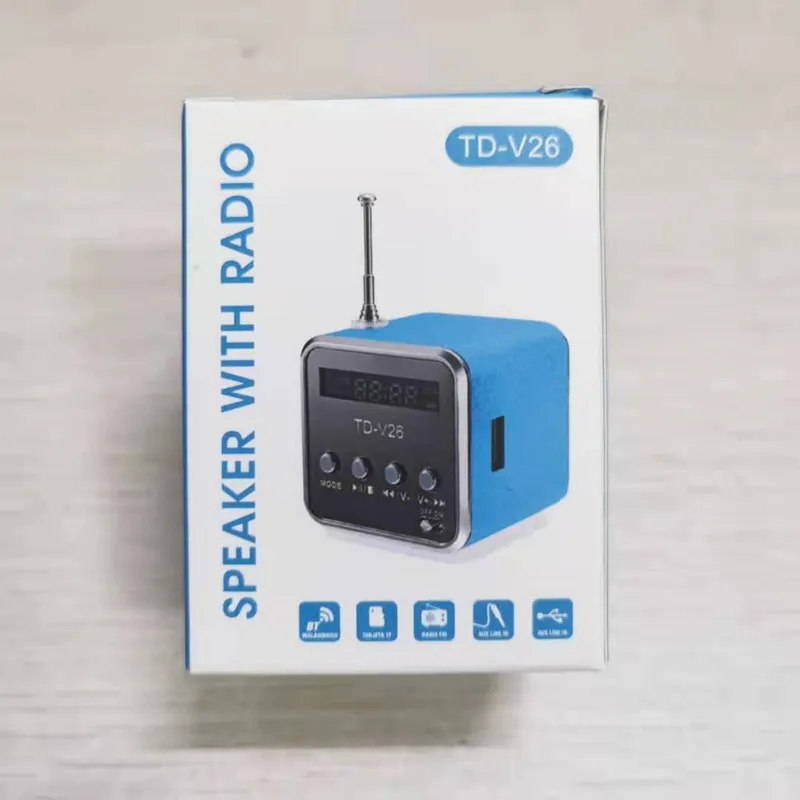 TD V26 Мини Bluetooth Колонка SD USB музыкальный плеер цифровое радио стерео Бас антенна