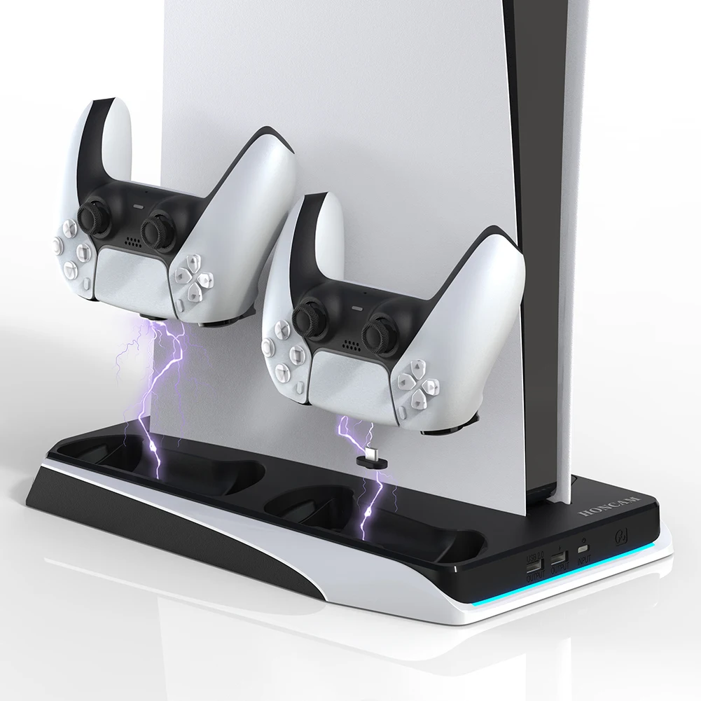 

Vertical Cooling Stand Replacement for PlayStation 5 PS5 Digital Edition Vertical Stand with Cooling Fan Charger for DualSense