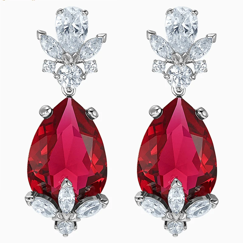 

2020 Fashion New Exquisite Gorgeous LOUISON Red Crystal Necklace Jewelry Set To Send His Girlfriend Birthday Proposal Best Gift