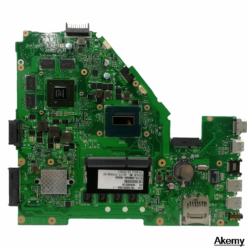 

Akemy X550JK laptop motherboard For Asus X550JX X550JF X550JD X550JK X550J mainboard 4G-RAM I7-4720HQ/4710HQ GTX850M/2GB